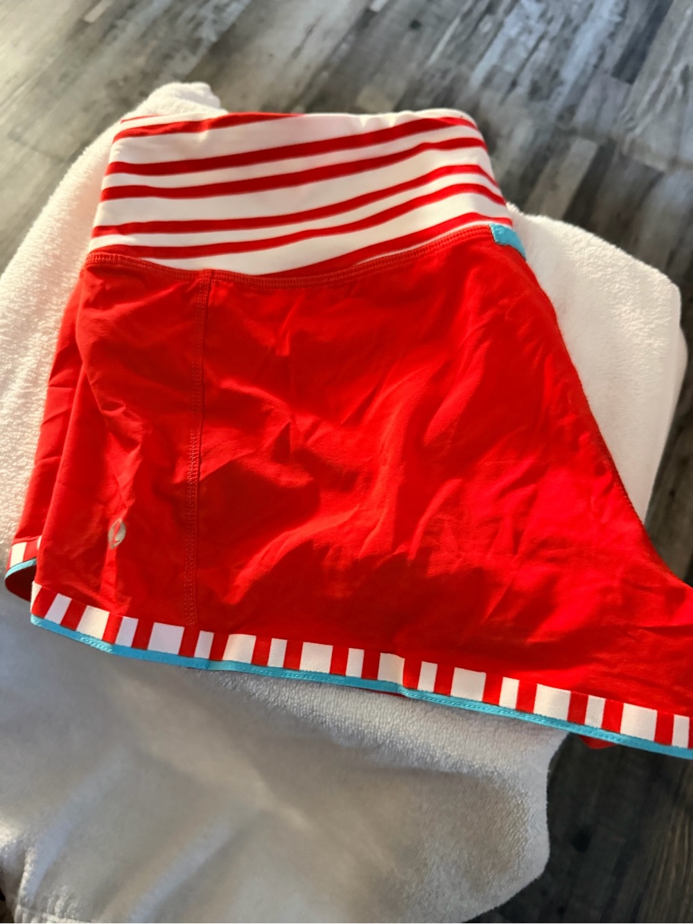 lululemon athletica Red Athletic Skort with White Stripe Waist